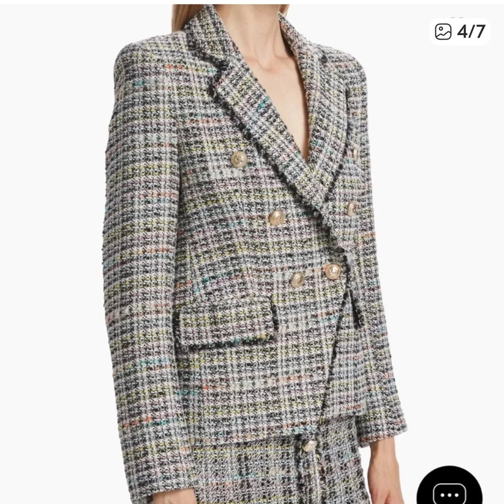 Generation love Eliza tweed double breasted blazer in "rainbow" size L - Picture 2 of 10